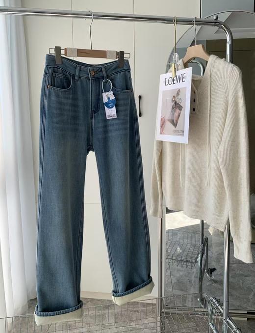 暖暖加绒浅青蓝特调软软牛仔裤 商品图12