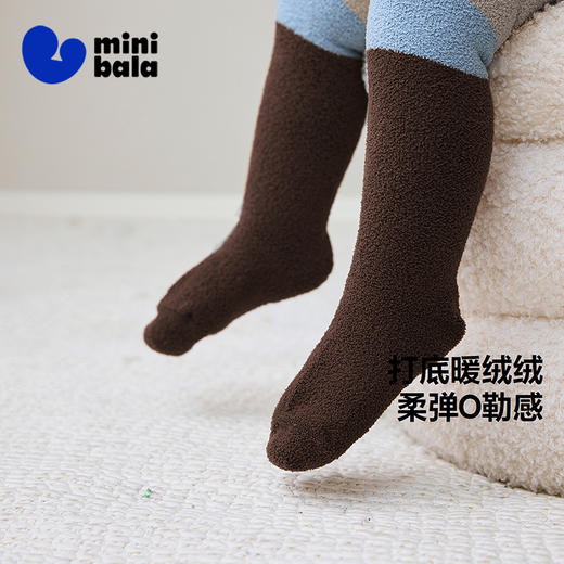 迷你巴拉冬新款男女童毛绒连裤袜宝宝亲肤棉感保暖拼色打底袜 商品图0