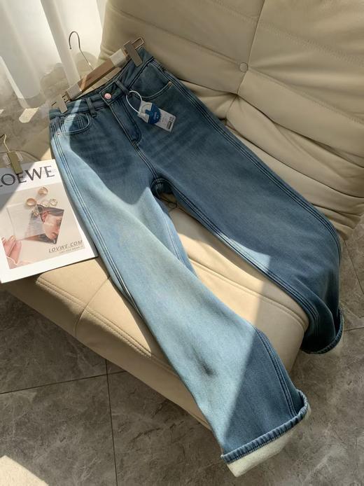 暖暖加绒浅青蓝特调软软牛仔裤 商品图1