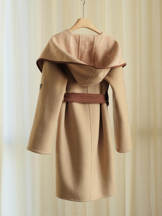 【只可换码，不退货】GY31-驴家奶茶色大花长款秋冬经典款羊毛大衣（SZX*MM） 商品图5