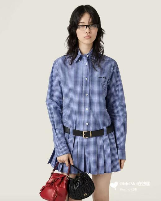 XY05-缪缪格子衬衫褶皱连衣裙（ZM） 商品图0