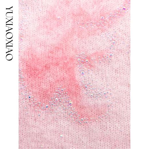 余潇潇【云端星河】马海毛绵羊毛混纺纱线渐变晕染彩钻烫钻圆领毛衣 商品图2