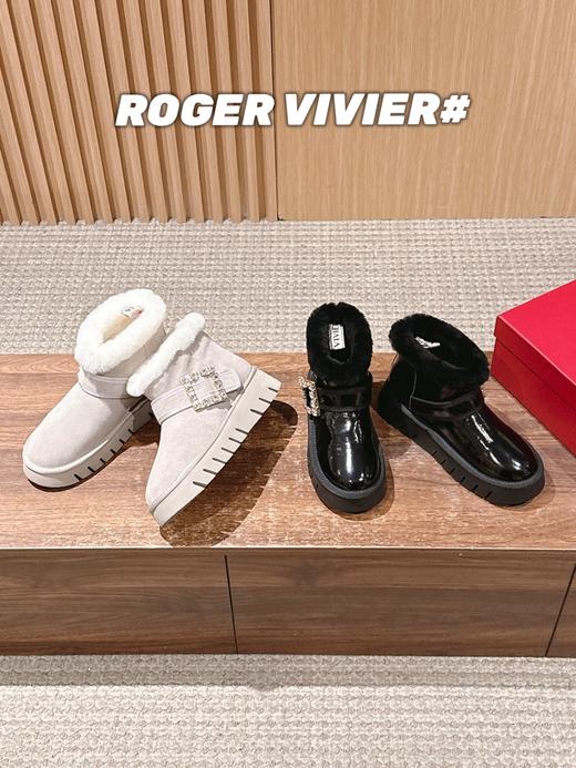 罗杰维维亚 钻扣毛毛拖/短靴（DBG） 商品图3