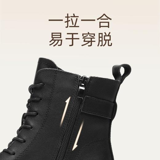 信诺妈妈鞋真皮软底舒适女鞋2025冬季新款加绒保暖棉鞋马丁靴短靴X5M124-205 商品图4