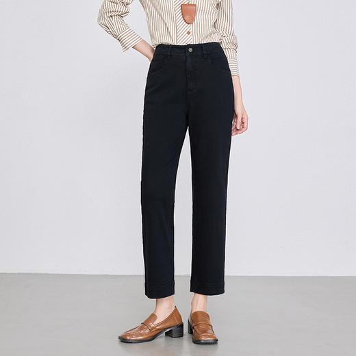 「高货rg」全新升级【铂金会员165/天猫219/差价54】(01230)洛诗琳新款四面弹牛仔裤女2025秋冬后松紧高腰直筒九分裤 商品图3