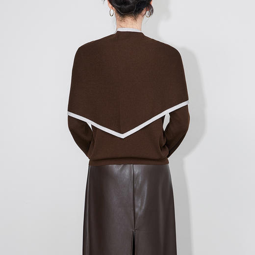 「高货wl」全新升级【铂金会员220/天猫289/差价69】(02525)洛诗琳2025秋季桑蚕丝羊毛混纺针织衫含披肩围巾两件套 商品图2