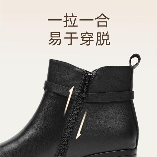 信诺妈妈棉鞋真皮时尚粗跟短靴女2025冬季新款中老年加绒保暖皮鞋5M519-15D 商品图3