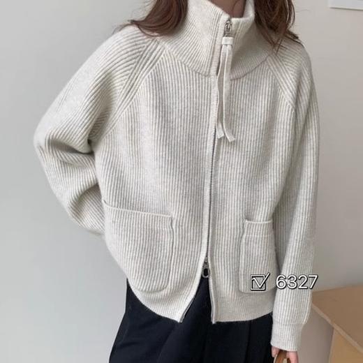 【YW】无忧购【甄选】软糯慵懒双拉链毛衣外套女翻领针织开衫宽松外搭浣熊绒上衣3912（截单后7天发货） 商品图1