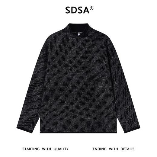 T4947SDSA男士秋冬新款痞帅男装韩版斜纹满天星半高领长袖T恤百搭时尚 商品图1