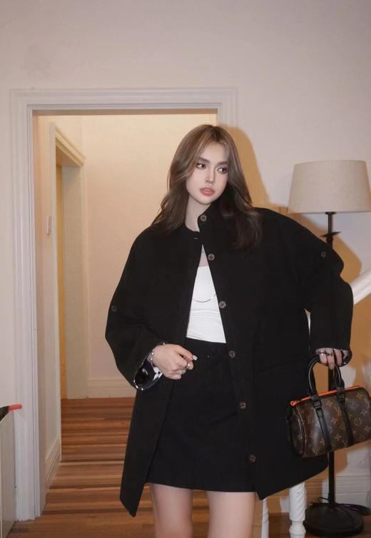 【只可换码，不退货】GY37-驴家黑色中花衬衫款羊毛秋冬大衣（SZX*MM） 商品图4