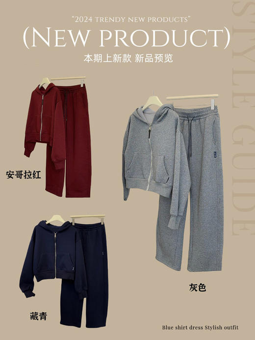 YW百搭慵懒显瘦暮冬绒加厚拉链连帽套装(LH)(LD)-纪念日百货167944071 商品图3