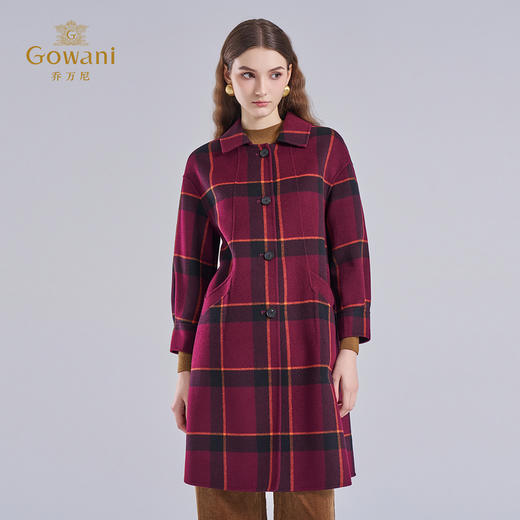 乔万尼格纹复古绵羊毛大衣A字版型重磅面料EI4A542 商品图1