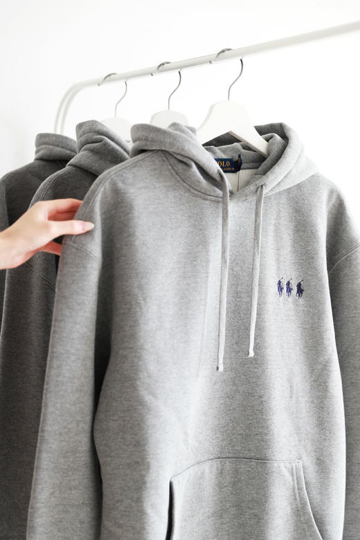 巨厚巨厚的元祖灰，胸口三小只。小标刺绣加绒复古连帽衫C110166 商品图4