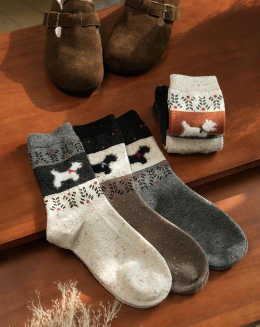 优选丨日本UYOKU费尔岛小狗羊毛袜 商品图1