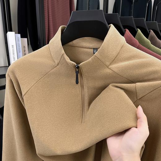 【半拉链立领卫衣男】秋冬新款德绒阳离子纯色时尚打底衫男T恤 商品图0