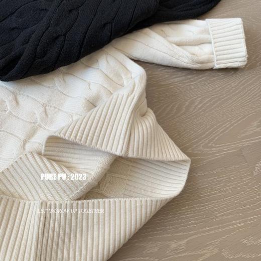 显白克莱因蓝宽松上衣！2025秋冬新款韩系超好看麻花毛衣针织衫女！ 商品图3