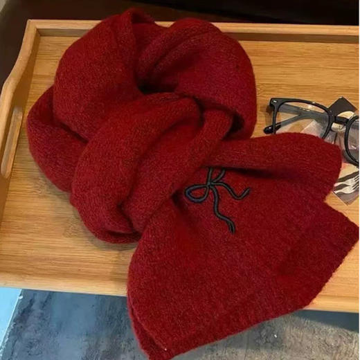 【百搭氛围感❗️舒适锁温】可爱蝴蝶结围巾冬季女2025新款氛围感灰色小巧保暖护颈针织围脖冬。ja 商品图5