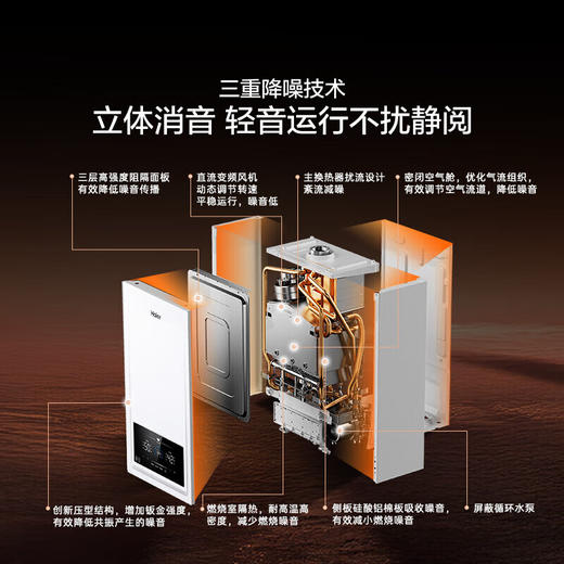 【新款双冷凝】海尔（Haier）双冷凝超一级能效平衡式燃气壁挂炉无级变频水伺服天然气静音采暖炉热水器LL1PBD26-JN7EcoNXPMU1 26KW 121-180平 商品图5