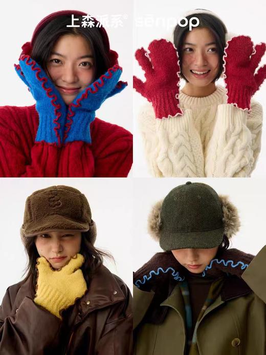 4楼Eubelle欧蓓 上森派系羊毛分指挂脖手套新款 冬加厚保暖 活动价：249.9元 商品图3