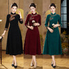 A25314 2025秋冬款中国风雪尼尔长款复古旗袍改良显瘦日常连衣裙大码旗袍 商品缩略图0