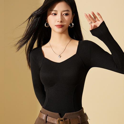 【美体修身❗️锁温蓄热】石墨烯发热保暖内衣女带胸垫一体式8867长袖内搭上衣打底衫冬季。ja 商品图5