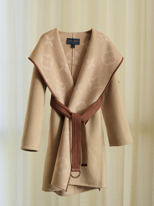 【只可换码，不退货】GY31-驴家奶茶色大花长款秋冬经典款羊毛大衣（SZX*MM） 商品图4