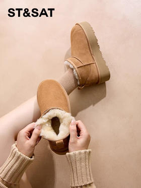 优选丨正品“星期六”冬季女士真皮真羊毛雪地靴