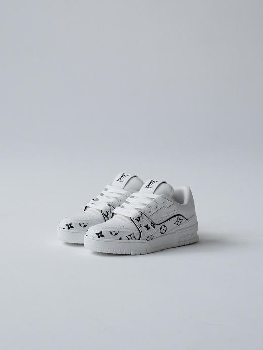 XX36-MKG08 36码驴家 Trainer 牛皮革 徽标印花 圆头系带 低帮 板鞋 男女同款 白色 商品图2