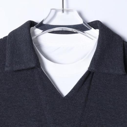 35698SDSA男士秋冬新款痞帅男装潮牌拼接翻领假两件卫衣百搭时尚上衣 商品图2