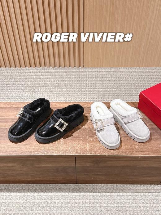 罗杰维维亚 钻扣毛毛拖/短靴（DBG） 商品图5