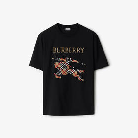 BURBERRY 巴宝莉 男士十字绣马术骑士徽标棉质圆领短袖T恤 黑色 8109021 A1189