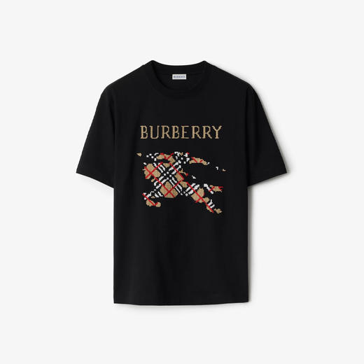 BURBERRY 巴宝莉 男士十字绣马术骑士徽标棉质圆领短袖T恤 黑色 8109021 A1189 商品图0