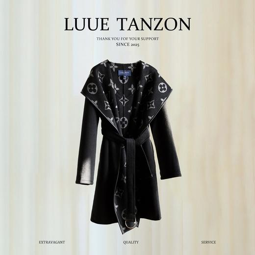 【只可换码，不退货】GY27-驴家黑白中花长款秋冬经典款羊毛大衣（SZX*MM） 商品图0