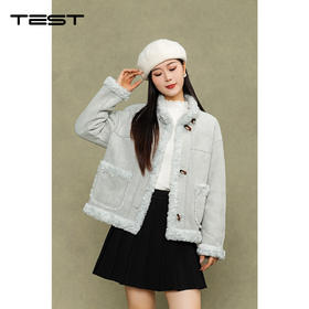 冬上新清新气质优雅牛角扣保暖绒外套2254113