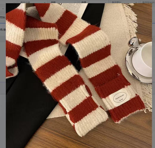 【百搭好看❕柔软舒适面料】冬季美拉德条纹围巾ins小众韩版百搭针织围脖不掉毛保暖细窄披肩。ja 商品图6