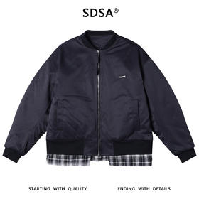 SDSA男士秋冬新款痞帅男装潮牌下摆拼接棒球领棉服百搭时尚外套
