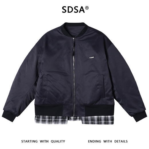 SDSA男士秋冬新款痞帅男装潮牌下摆拼接棒球领棉服百搭时尚外套 商品图0