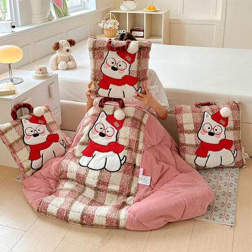 【多巴胺网红抱枕被】长绒美拉德西高地抱枕毯 一枕两用 商品图4