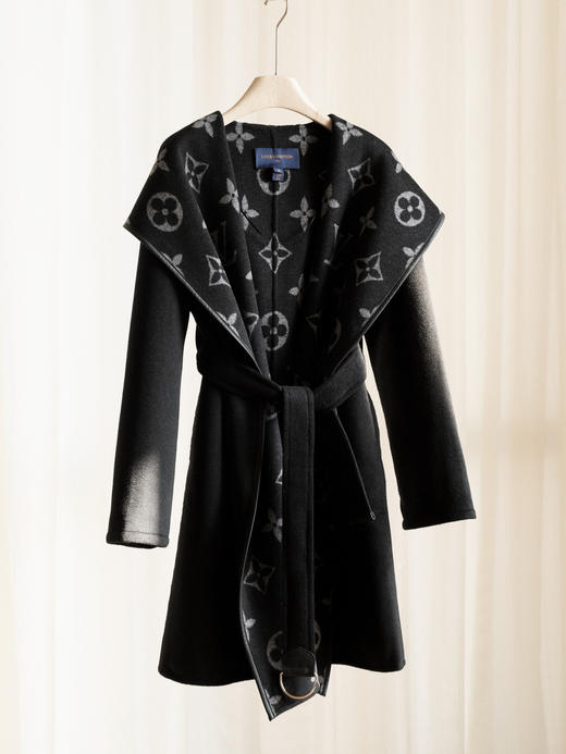 【只可换码，不退货】GY27-驴家黑白中花长款秋冬经典款羊毛大衣（SZX*MM） 商品图1