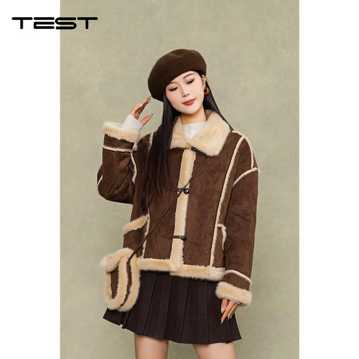 冬上新韩版时尚翻领加厚保暖气质绒外套2254115 商品图0