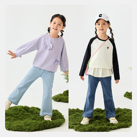 【植物软牛仔】迷你巴拉女童裤子秋新品儿童长裤天丝喇叭裤 商品图2