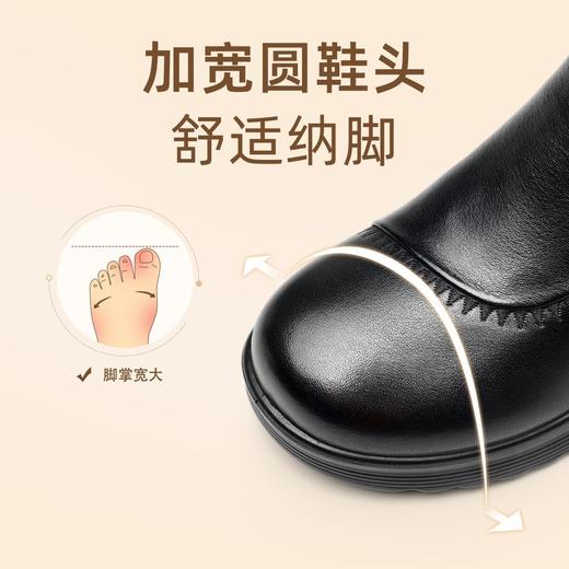 信诺妈妈鞋女加绒保暖高帮棉鞋2025冬季新款软底舒适休闲真皮短靴5M659-1D 商品图2