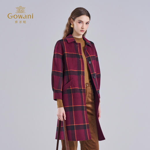 乔万尼格纹复古绵羊毛大衣A字版型重磅面料EI4A542 商品图2