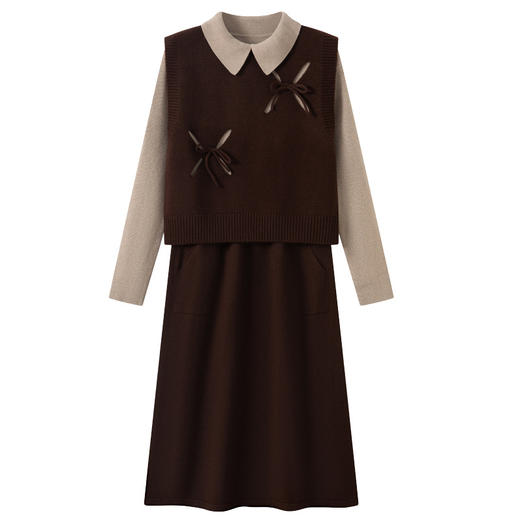 XFY-3177秋冬新款针织马甲叠穿显瘦连衣裙女2025新款显瘦高级感内搭毛衣 商品图4