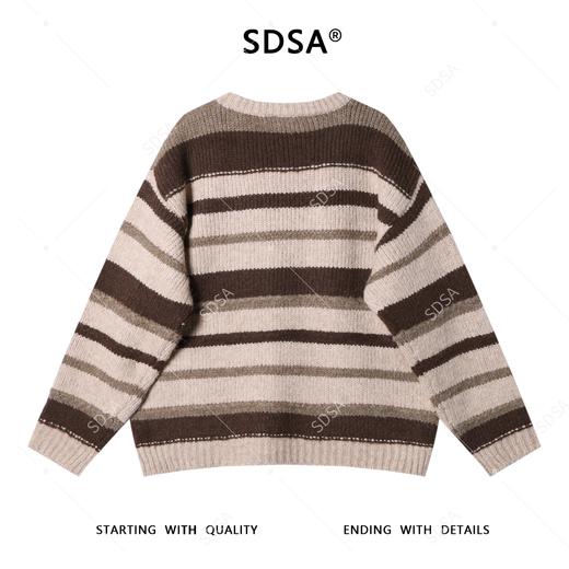 91335SDSA男士秋冬新款痞帅男装韩版简约撞色条纹圆领毛衣慵懒风针织衫 商品图5