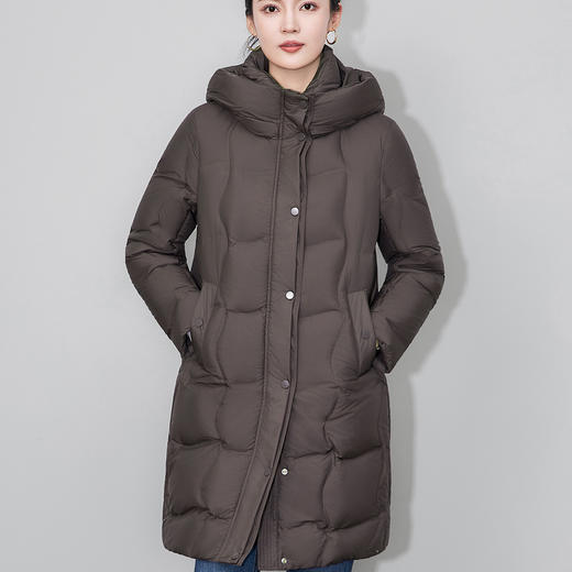 「高货wl」全新升级【铂金会员661/天猫889/差价228】(23026)洛诗琳90白鸭绒中长羽绒服2025冬季连帽立领加厚保暖外套 商品图2