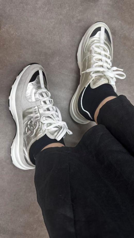 XX56-香奈儿 25A 小牛皮 圆头系带 低帮 生活休闲鞋 女款 浅金色（KS*MM） 商品图6