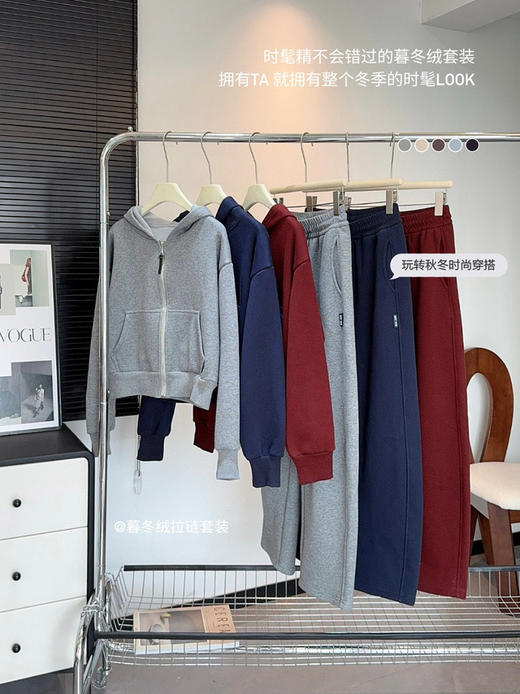 YW百搭慵懒显瘦暮冬绒加厚拉链连帽套装(LH)(LD)-纪念日百货167944071 商品图1