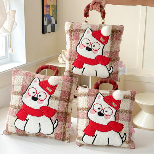 【多巴胺网红抱枕被】长绒美拉德西高地抱枕毯 一枕两用 商品图3