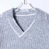72507SDSA男士秋冬新款痞帅男装潮牌简约小V翻领毛衣慵懒风套头针织衫 商品缩略图2